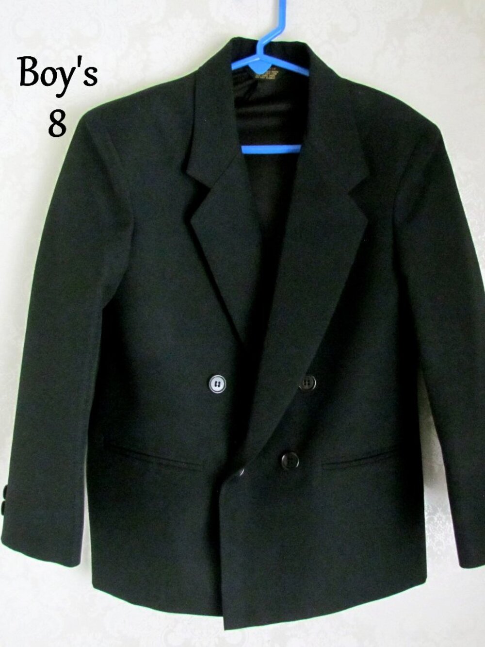 BOY'S BLACK SUIT COAT, 8 R, BLAZER, SPORT COAT for CHURCH, WEDDING, HOLIDAYS